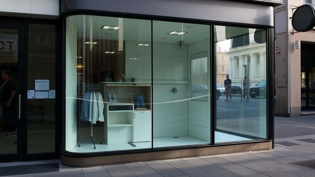 Image illustrative : grande vitrine de commerce de quartier nettoyée